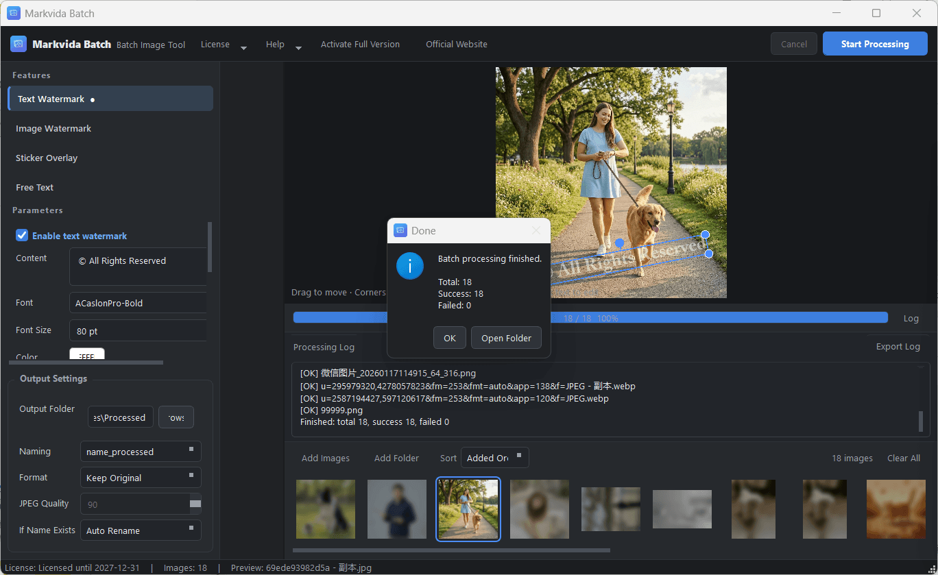 Markvida Batch finishing a 10-image job