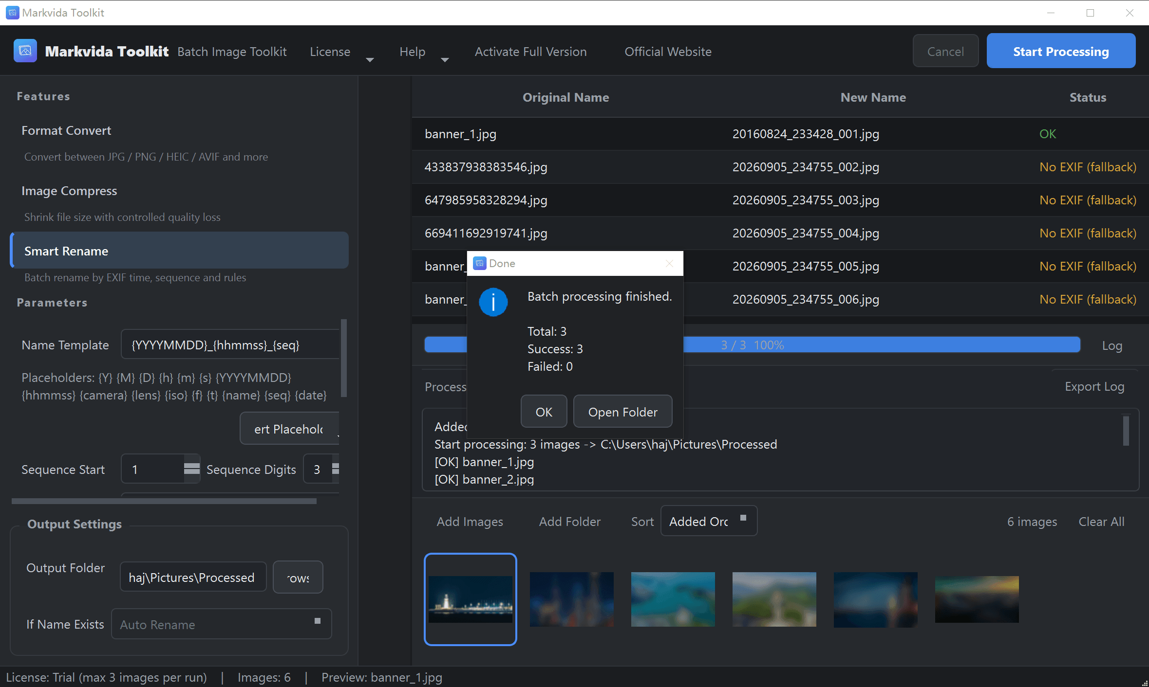 Markvida Toolkit smart rename mapping table